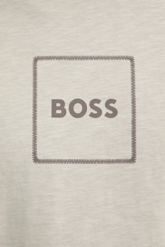 Kratka majica s primesjo lanu BOSS Orange 50536729 bež