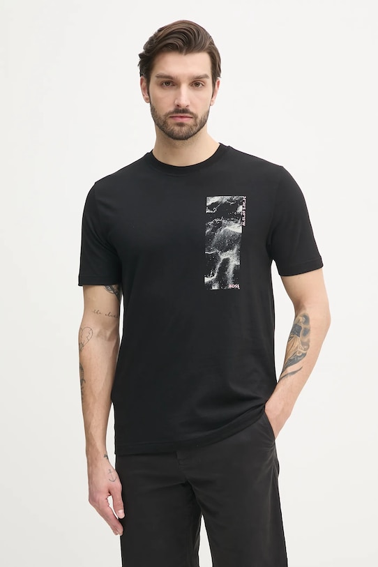 Памучна тениска BOSS Orange стандартна черен 50539179