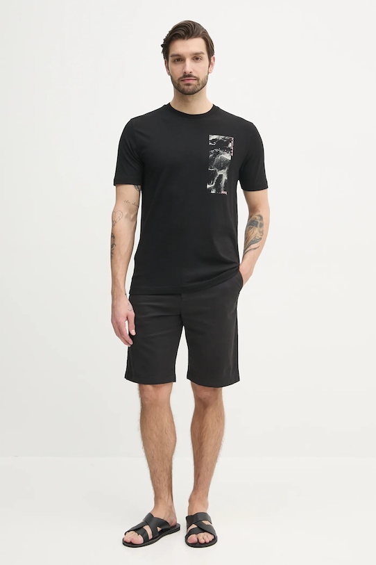 Памучна тениска BOSS Orange 50539179 черен SS25