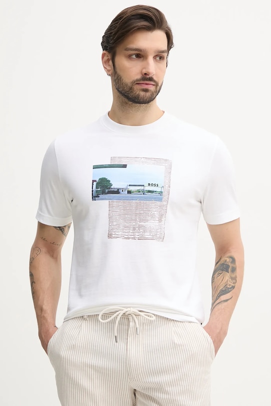 BOSS Orange t-shirt bawełniany nadruk biały 50539180