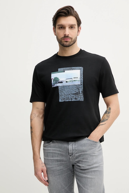BOSS Orange t-shirt bawełniany nadruk czarny 50539180