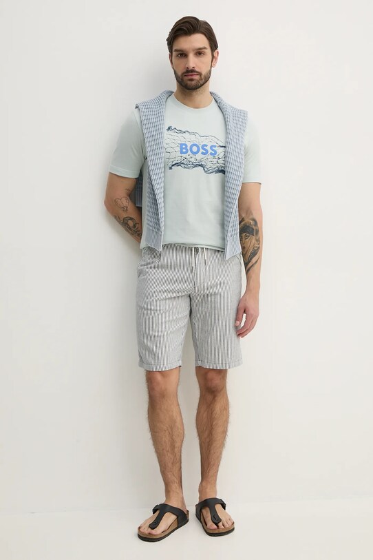 BOSS Orange t-shirt bawełniany 50539186 turkusowy SS25