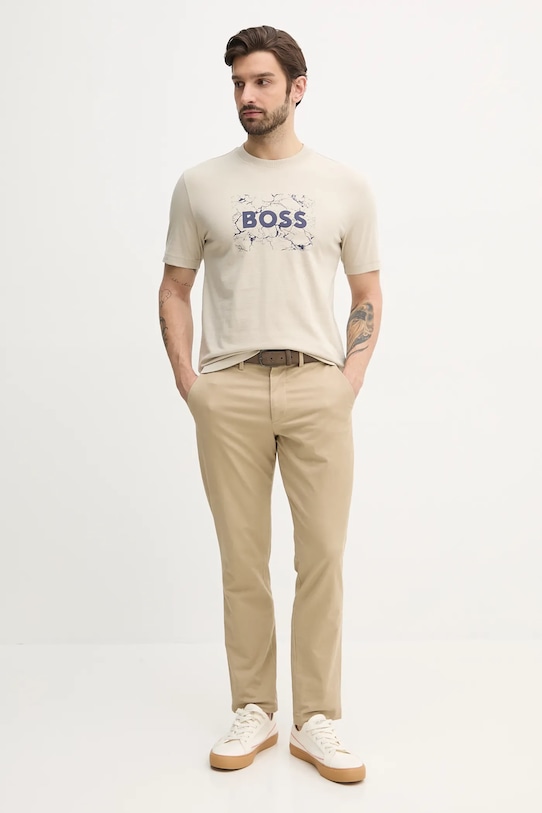 BOSS Orange t-shirt bawełniany 50539186 beżowy SS25