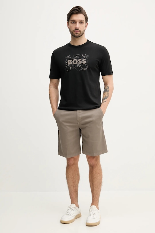 Bavlněné tričko BOSS Orange 50539186 černá SS25