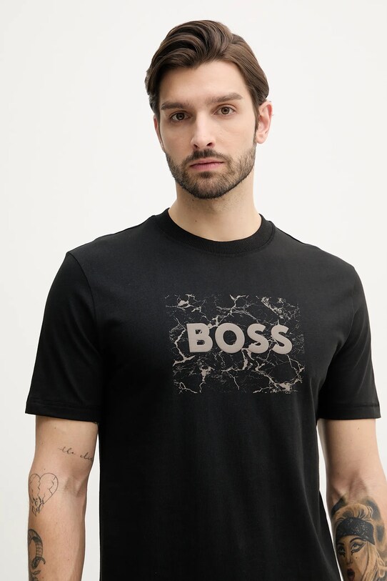 Бавовняна футболка BOSS Orange чорний 50539186