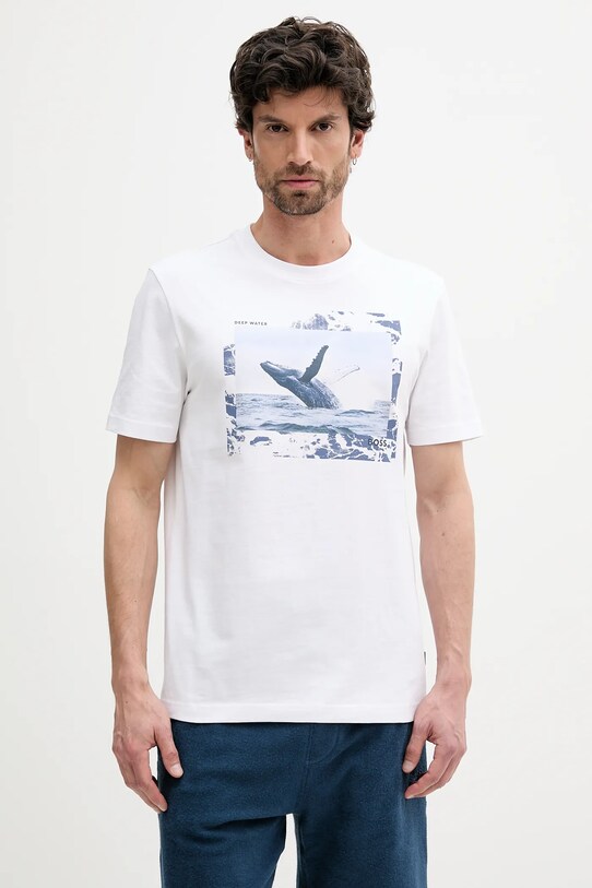 BOSS Orange t-shirt bawełniany nadruk biały 50539187