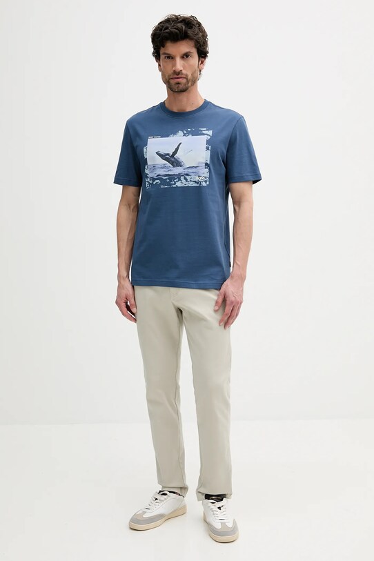 BOSS Orange tricou din bumbac 50539187 bleumarin SS25