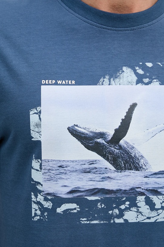 Bavlněné tričko BOSS Orange 50539187 námořnická modř