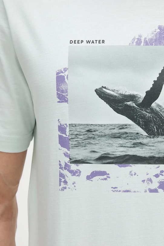 Bavlněné tričko BOSS Orange 50539187 tyrkysová