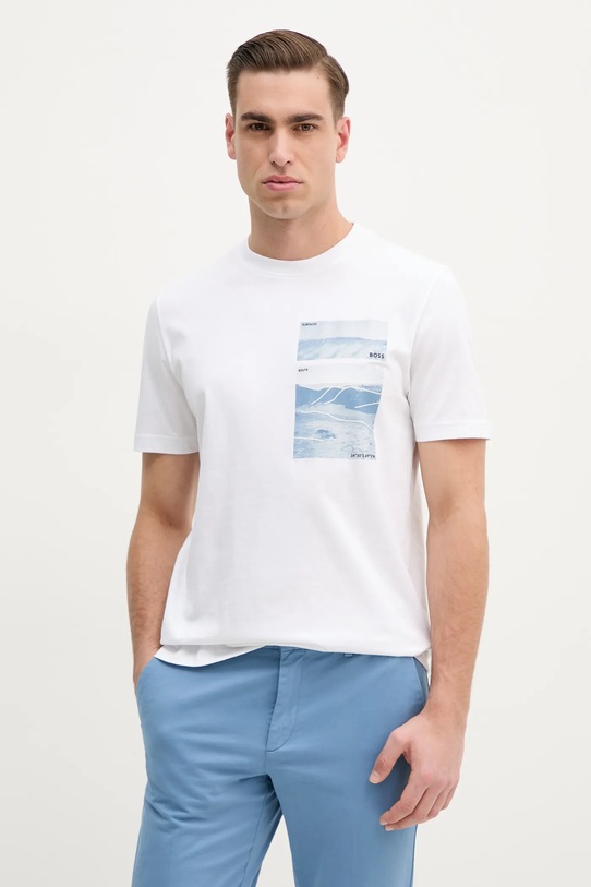 Хлопковая футболка BOSS Orange хлопок белый 50539194
