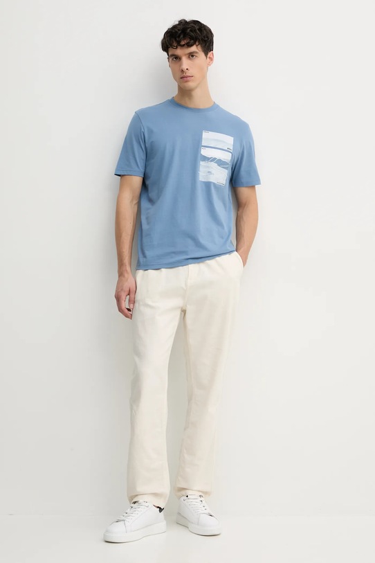 Βαμβακερό μπλουζάκι BOSS Orange 50539194 μπλε SS25