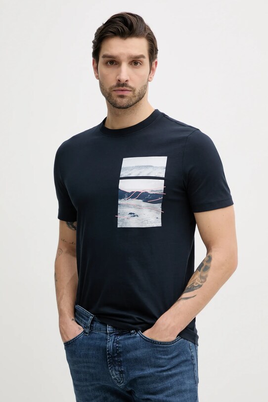 BOSS Orange t-shirt bawełniany nadruk granatowy 50539194