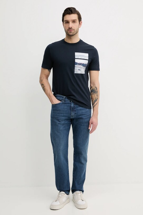 BOSS Orange t-shirt bawełniany 50539194 granatowy SS25
