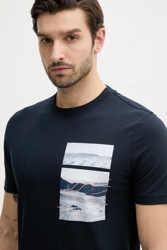 BOSS Orange t-shirt bawełniany granatowy 50539194