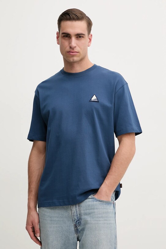 BOSS Orange tricou din bumbac imprimeu bleumarin 50539195