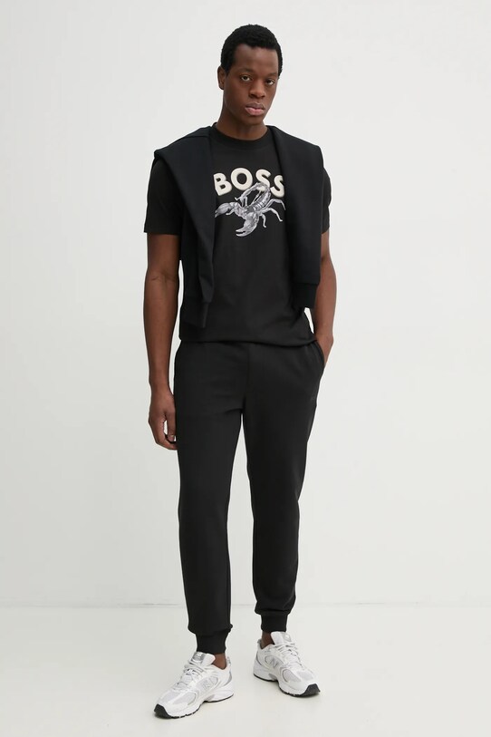 Бавовняна футболка BOSS Orange 50539196 чорний SS25
