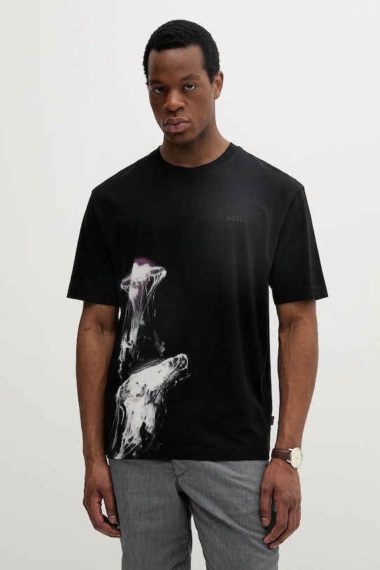 BOSS Orange tricou din bumbac print negru 50541099