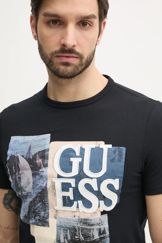 Guess t-shirt bawełniany czarny M5GI04.I3Z14