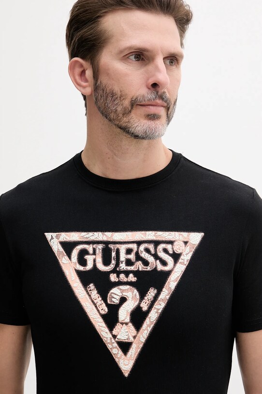 Дрехи Памучна тениска Guess M5GI06.I3Z14 черен