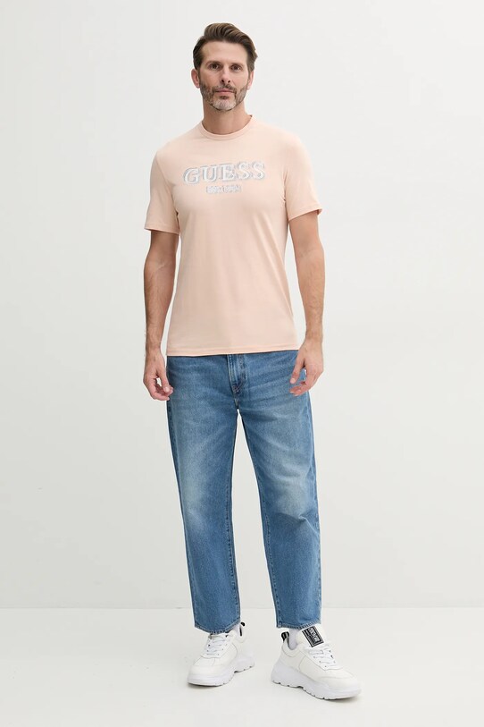 Guess t-shirt bawełniany M5GI07.I3Z14 pomarańczowy SS25