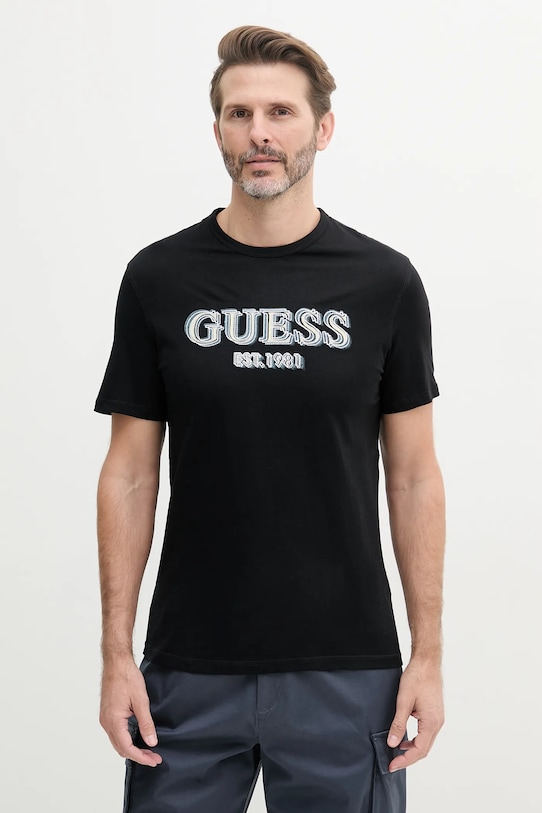 Guess t-shirt bawełniany nadruk czarny M5GI07.I3Z14