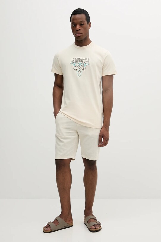 Bavlněné tričko Guess M5GI11.K8FQ4 béžová SS25