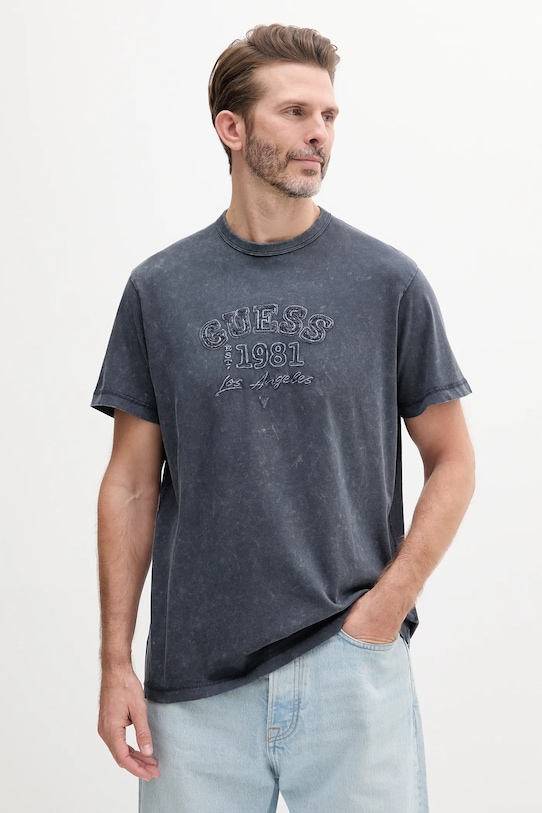 Bavlnené tričko Guess relaxed modrá M5GI14.K8FQ4