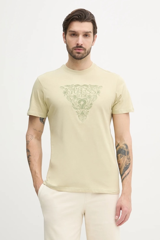 Guess t-shirt bawełniany regular beżowy M5GI16.K8FQ4