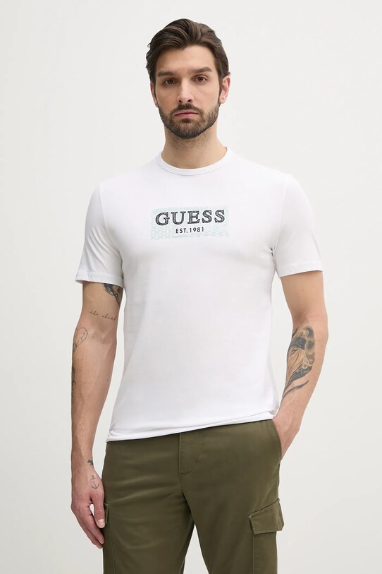 Guess tricou imprimeu alb M5GI19.J1314