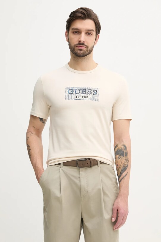 Guess tricou imprimeu bej M5GI19.J1314