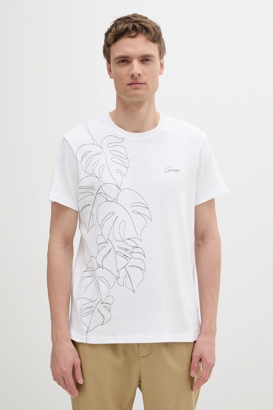 Guess tricou din bumbac imprimeu alb M5GI22.KCT51