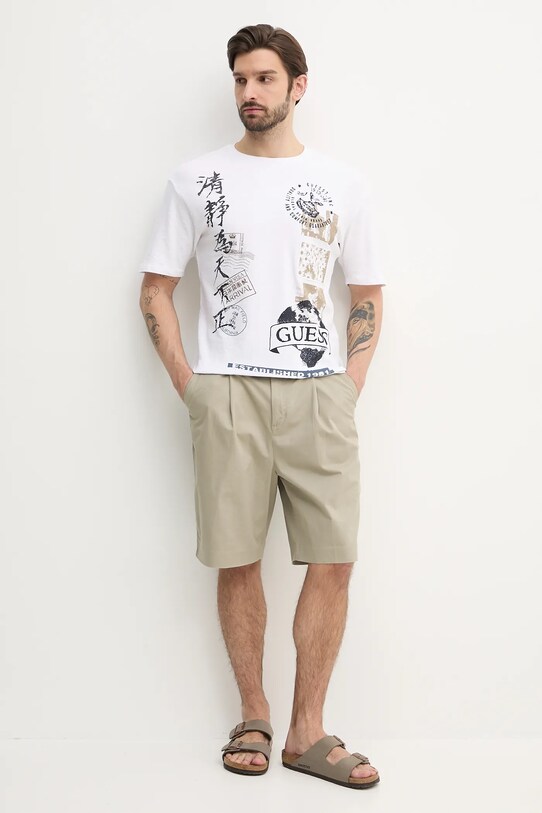 Памучна тениска Guess M5GI26.KCH21 бял SS25