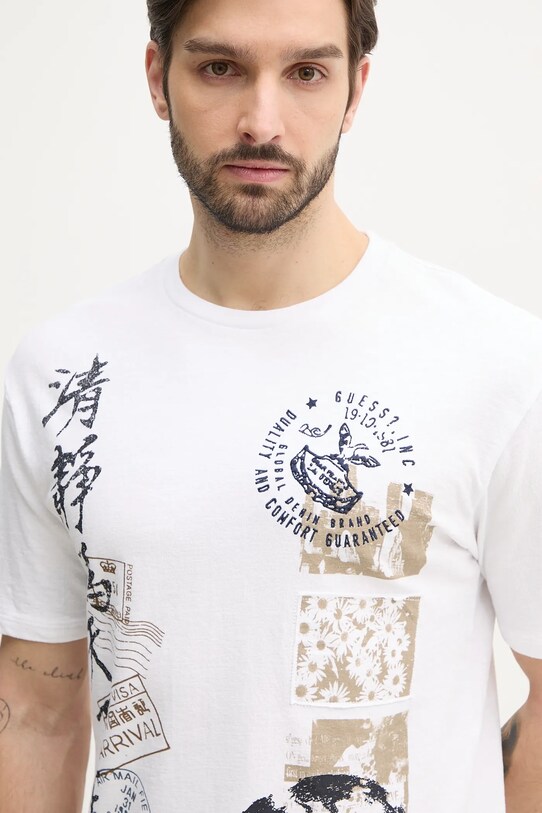 Памучна тениска Guess бял M5GI26.KCH21