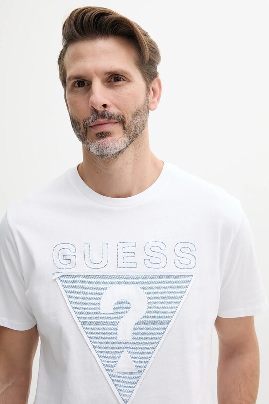 Βαμβακερό μπλουζάκι Guess λευκό M5GI29.KBW41