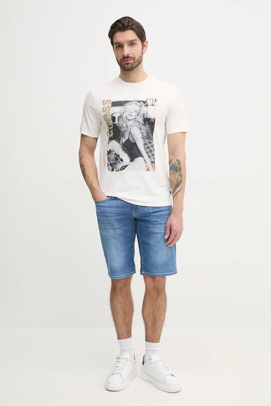 Guess t-shirt bawełniany M5GI33.KBW41 beżowy SS25