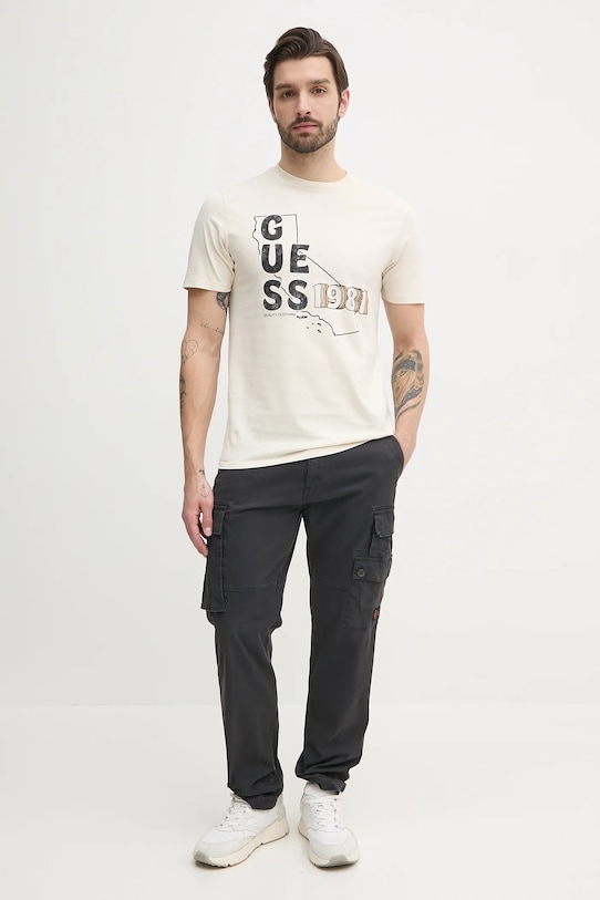 Guess t-shirt bawełniany M5GI44.KBW41 beżowy SS25