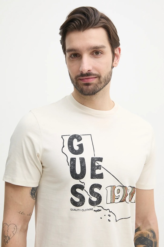 Guess t-shirt bawełniany beżowy M5GI44.KBW41
