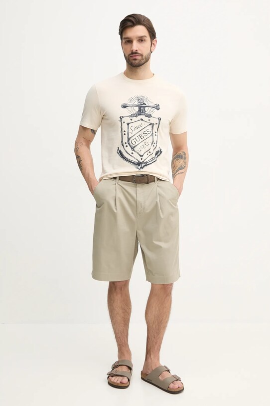 Guess t-shirt bawełniany M5GI72.KBW41 beżowy SS25