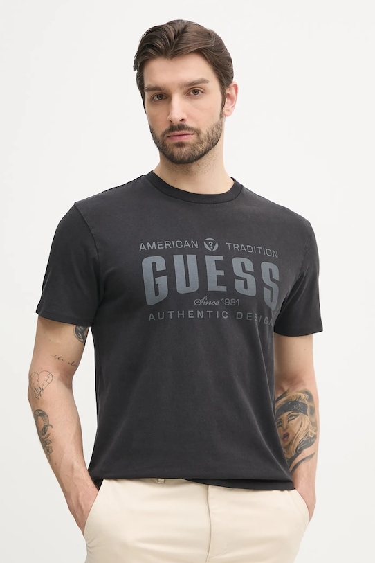 Bavlnené tričko Guess potlač čierna M5GI27.KBW41