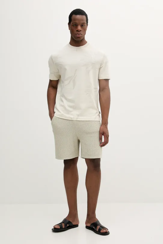 BOSS t-shirt bawełniany 50536757 beżowy SS25