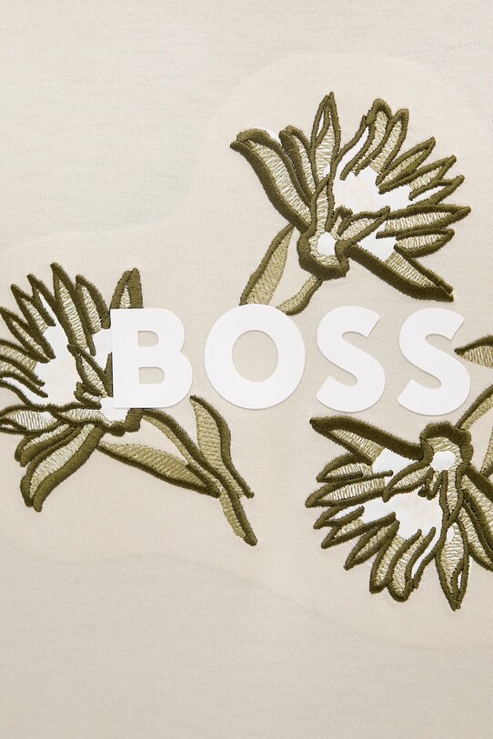 Βαμβακερό μπλουζάκι BOSS 50536796 μπεζ