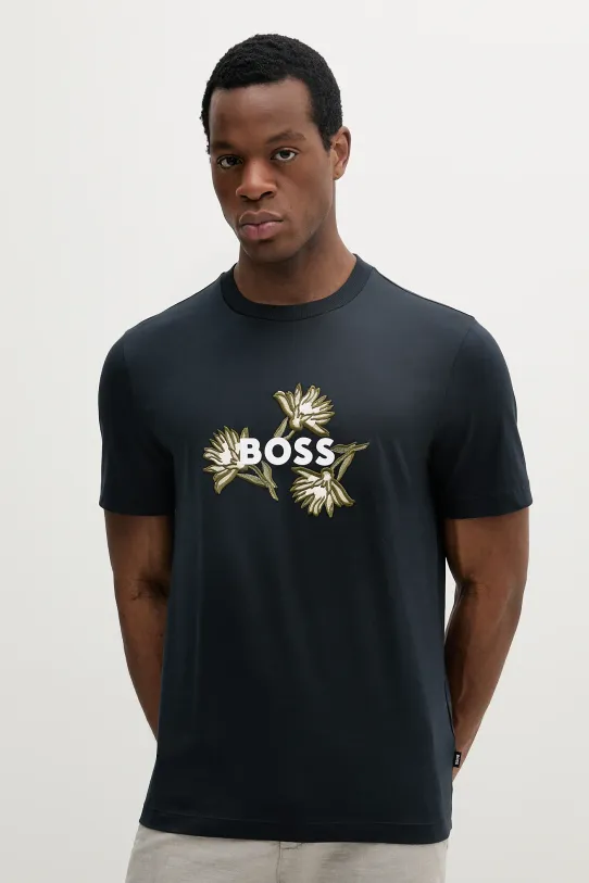 BOSS t-shirt bawełniany regular granatowy 50536796
