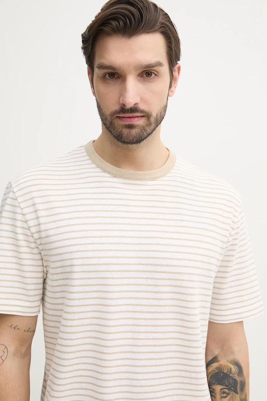 BOSS t-shirt z domieszką lnu biały 50537498