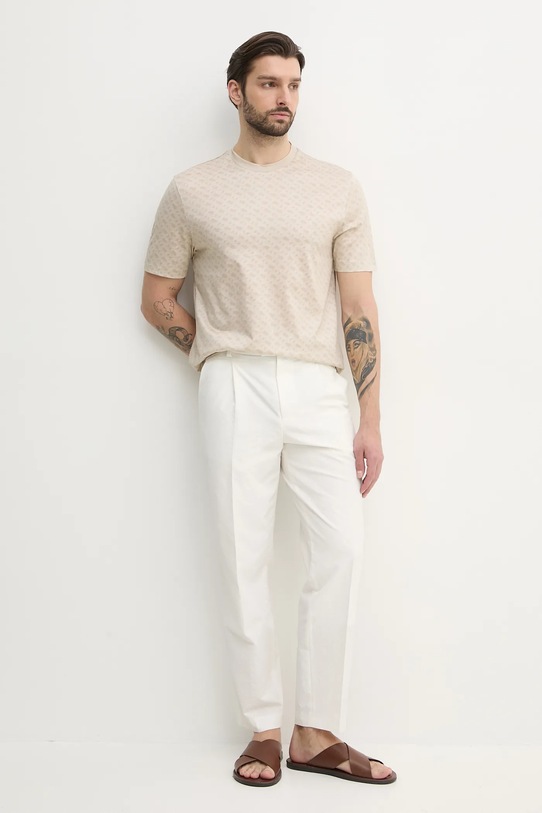 Bavlnené tričko BOSS 50539303 béžová SS25