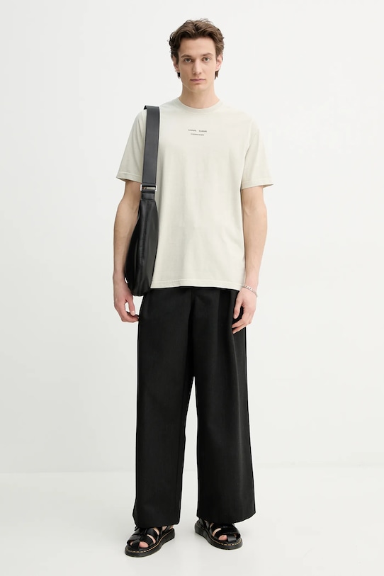 Samsoe Samsoe t-shirt bawełniany SAMARCUS M25100034 beżowy SS25