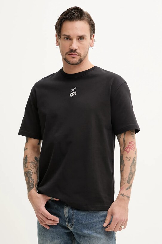 Samsoe Samsoe tricou din bumbac SANATURE U25100020 negru SS25