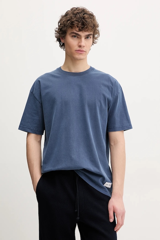 Samsoe Samsoe tricou din bumbac SAPIGMENT uni bleumarin M24400083
