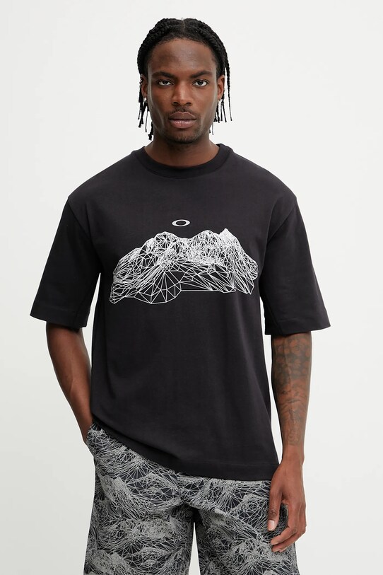 Oakley t-shirt bawełniany WIRED nadruk czarny FOA406858