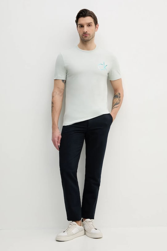 Βαμβακερό μπλουζάκι Calvin Klein K10K114146 πράσινο SS25