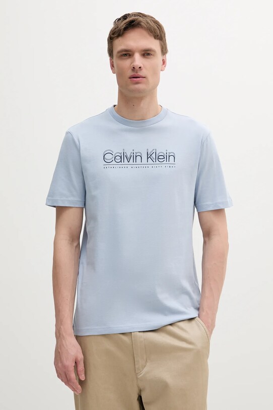 Calvin Klein pamut póló pamut kék K10K114149